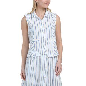 4OUR DREAMERS White/blue Striped Vest Top